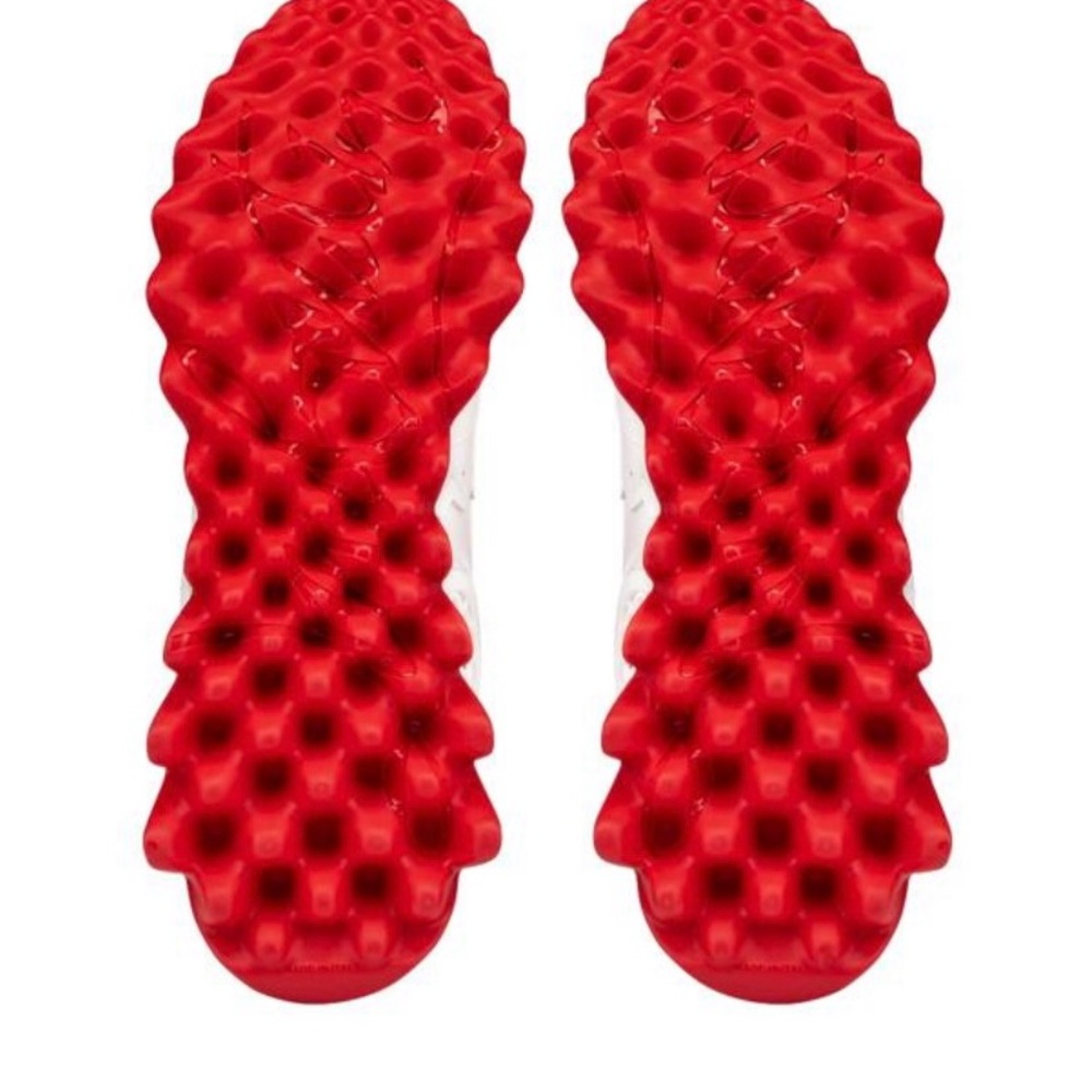 Christian Louboutin White and Red Spiked Sneakers - Picture 5 of 5